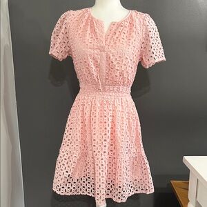 Pretty Garden Elegant Pink Eyelet Dress